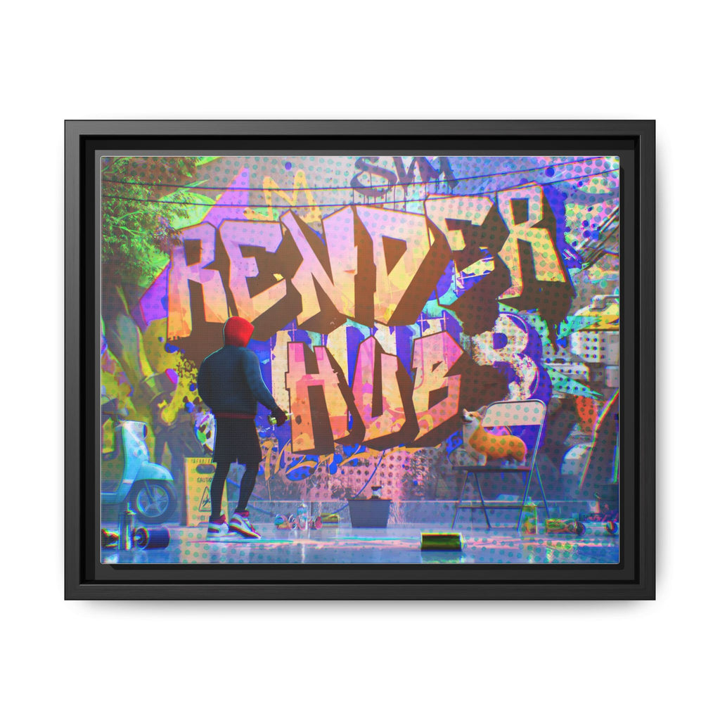 Graffiti Street Art Matte Canvas Framed Print — 'Render Hub' Urban Wall Decor