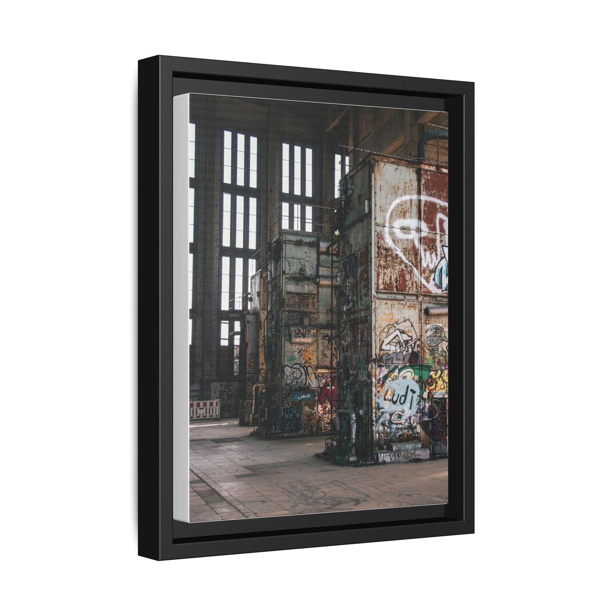 Urban Graffiti Ruins Matte Framed Canvas