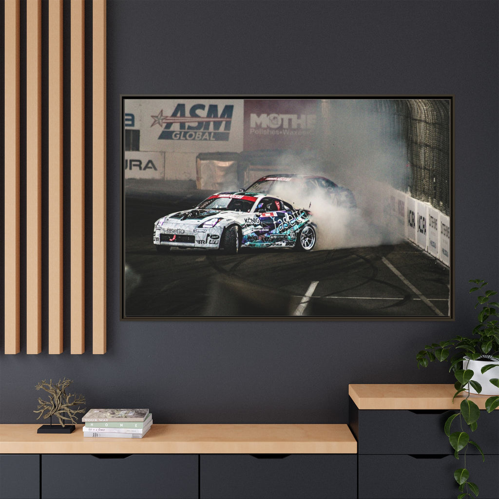 Drift Racing Canvas Print — Framed Matte Automotive Wall Art