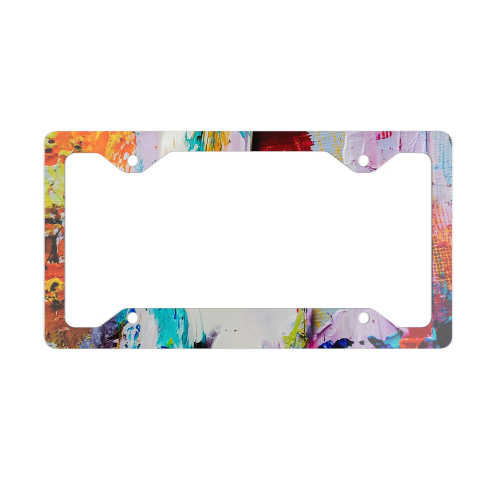 Abstract Paint Splash Metal License Plate Frame