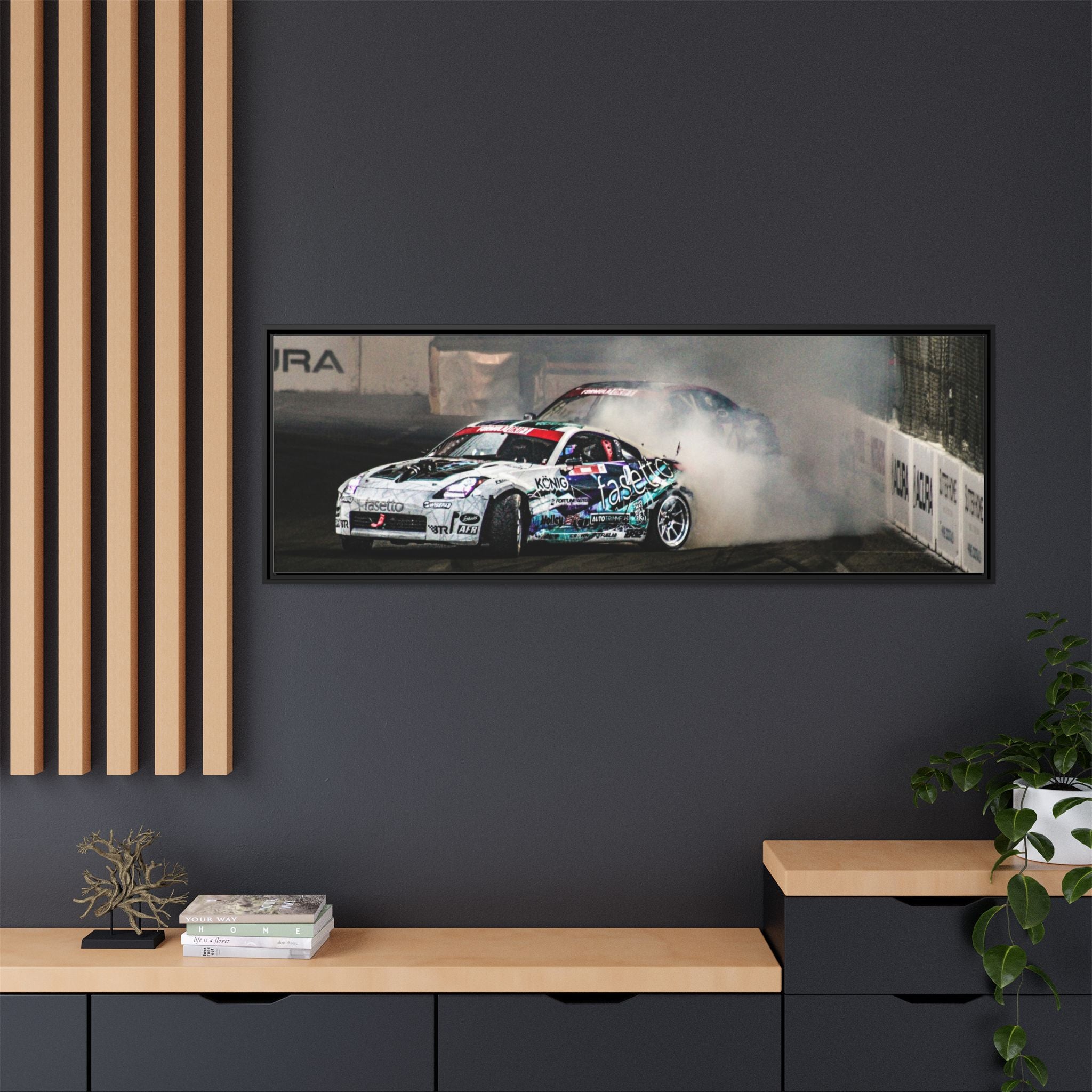 Drift Racing Canvas Print — Framed Matte Automotive Wall Art