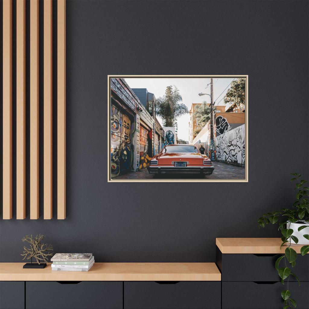 Vintage Chevrolet in Graffiti Alley — Framed Matte Canvas Wall Art