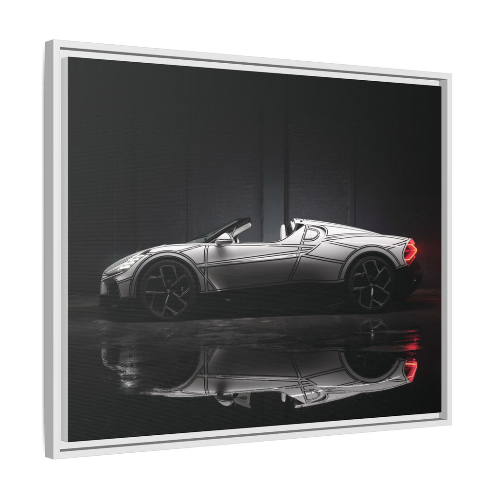 Framed Matte Canvas: Sleek Sports Car Reflection Wall Art
