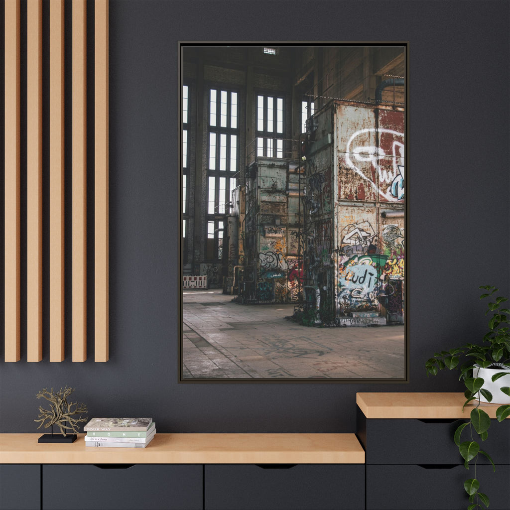 Urban Graffiti Ruins Matte Framed Canvas