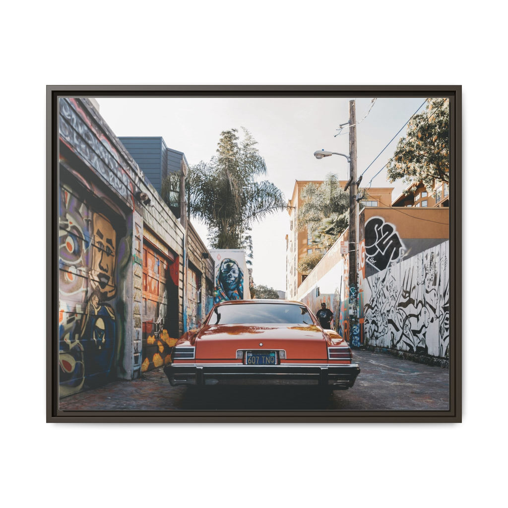 Vintage Chevrolet in Graffiti Alley — Framed Matte Canvas Wall Art