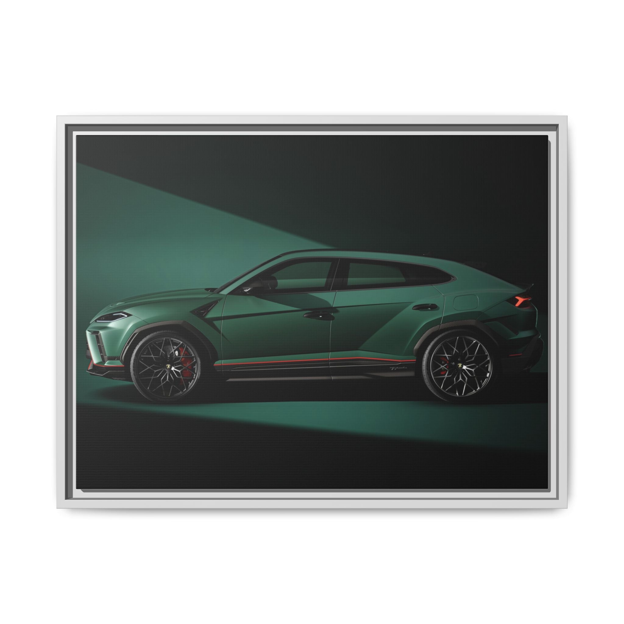 Framed Matte Canvas Print — Emerald Sports SUV Wall Art