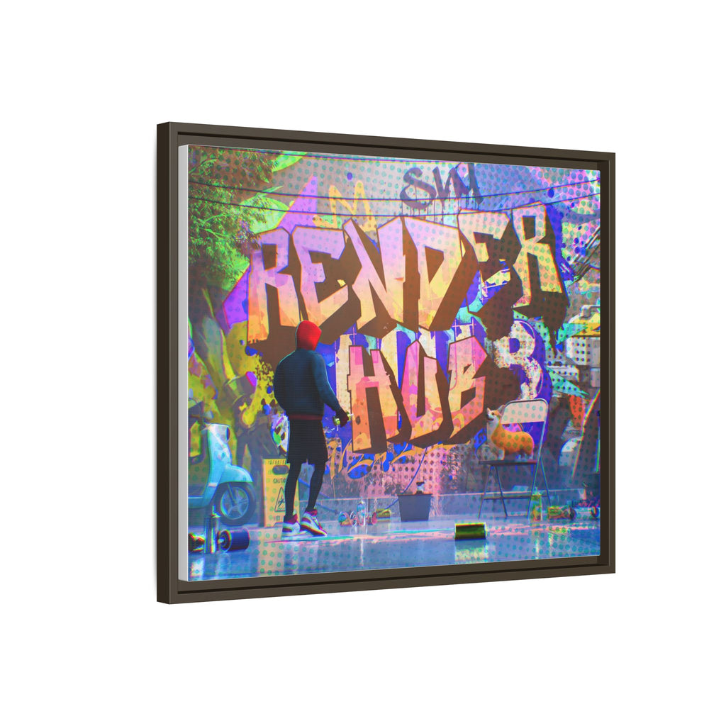 Graffiti Street Art Matte Canvas Framed Print — 'Render Hub' Urban Wall Decor