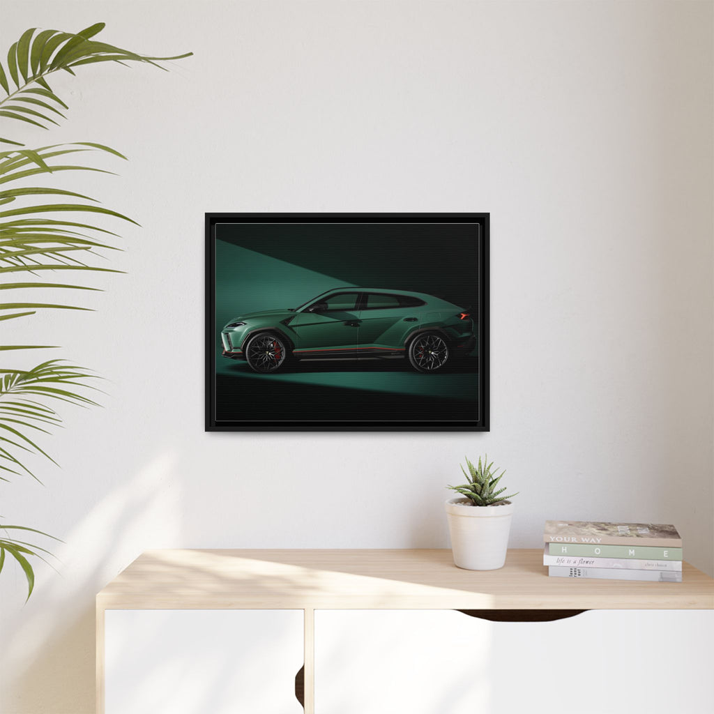 Framed Matte Canvas Print — Emerald Sports SUV Wall Art
