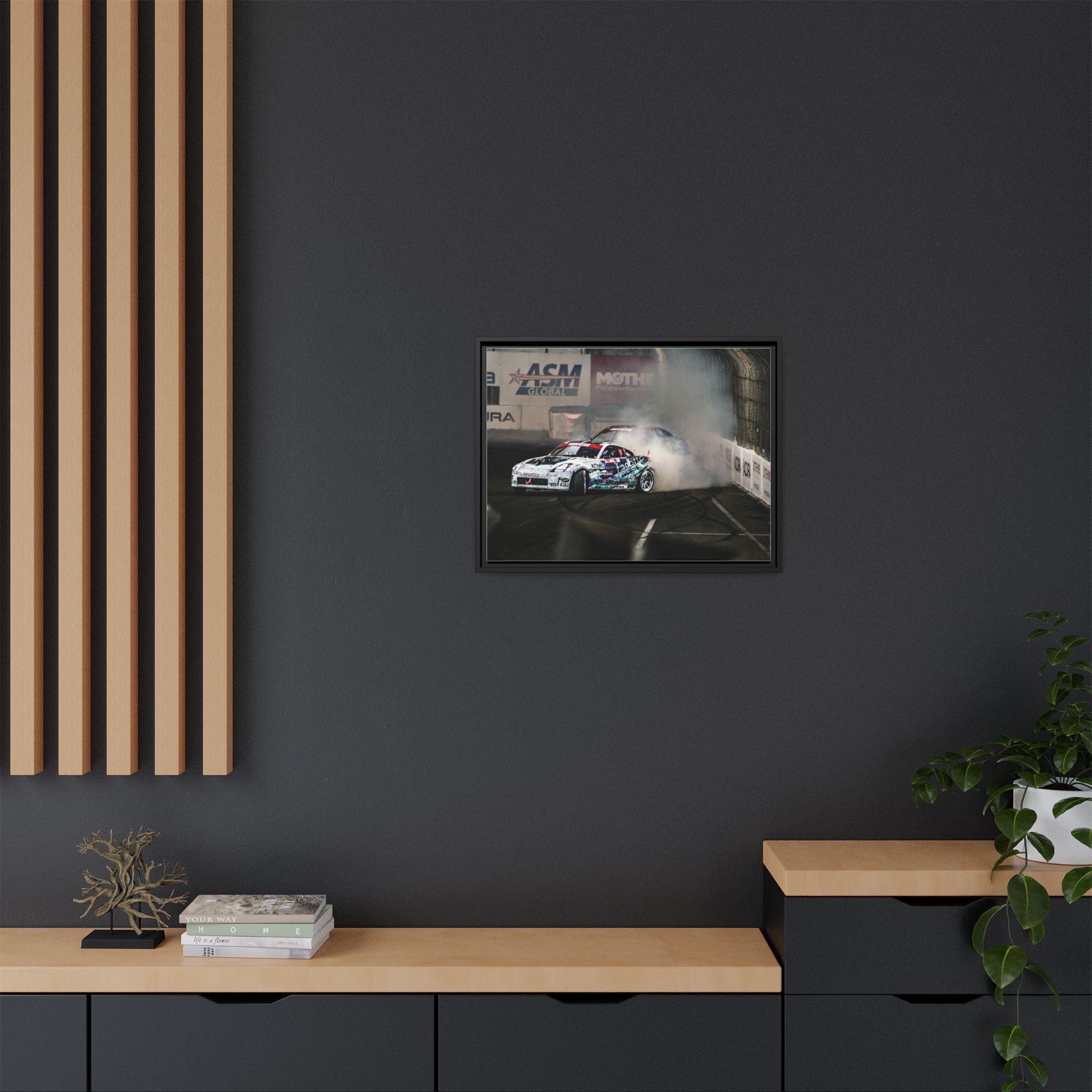 Drift Racing Canvas Print — Framed Matte Automotive Wall Art