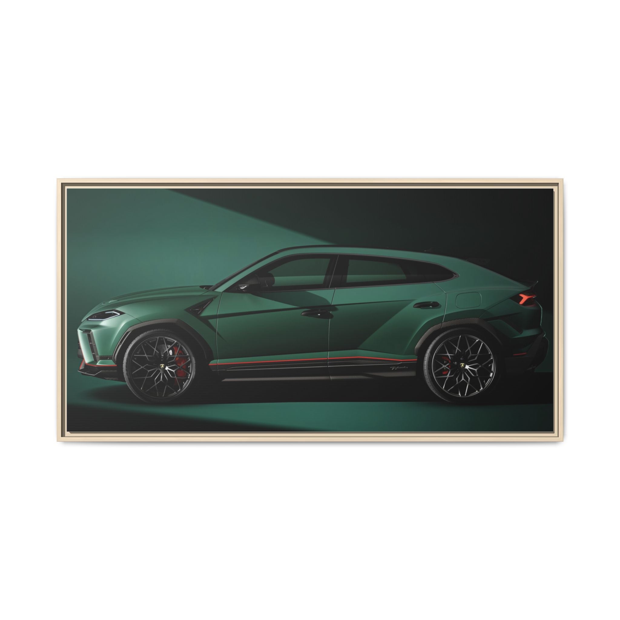 Framed Matte Canvas Print — Emerald Sports SUV Wall Art