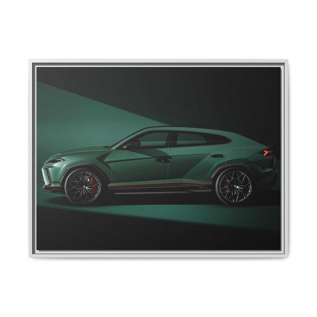 Framed Matte Canvas Print — Emerald Sports SUV Wall Art