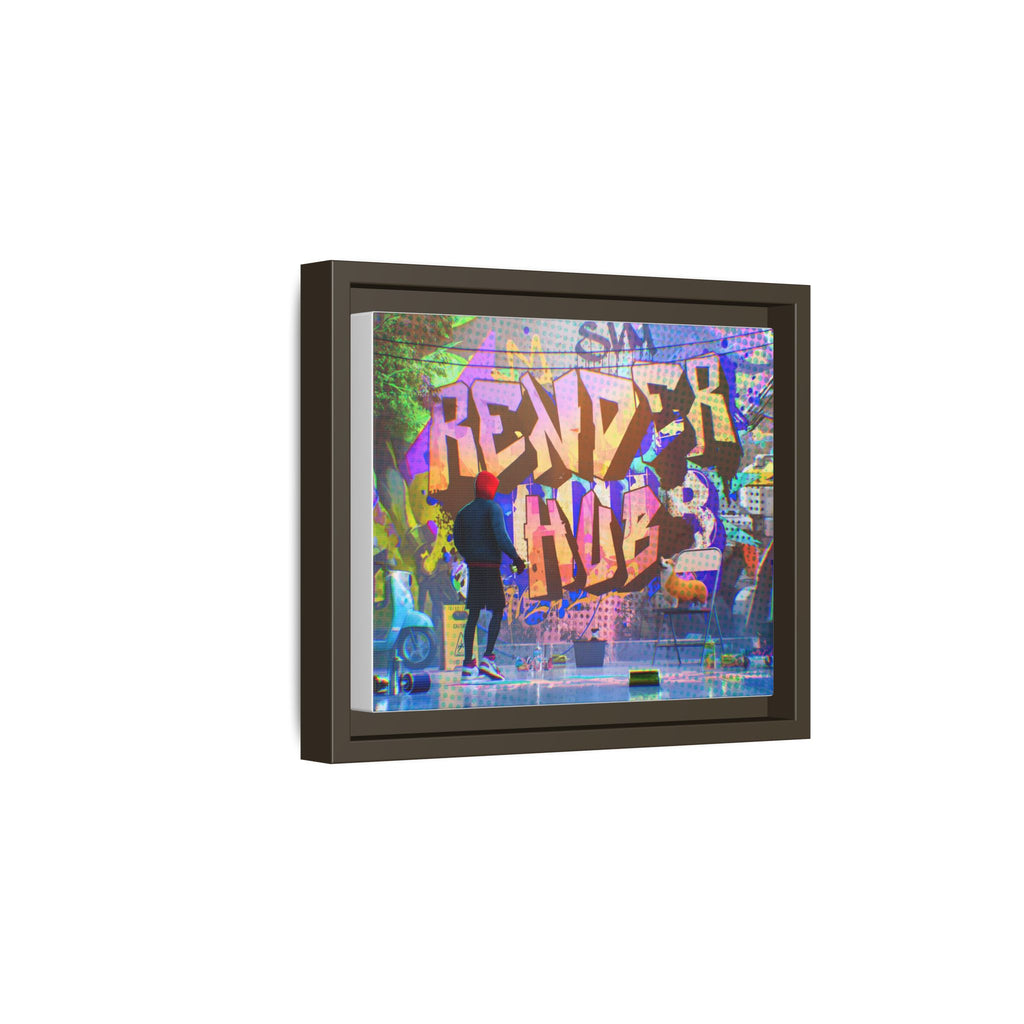 Graffiti Street Art Matte Canvas Framed Print — 'Render Hub' Urban Wall Decor
