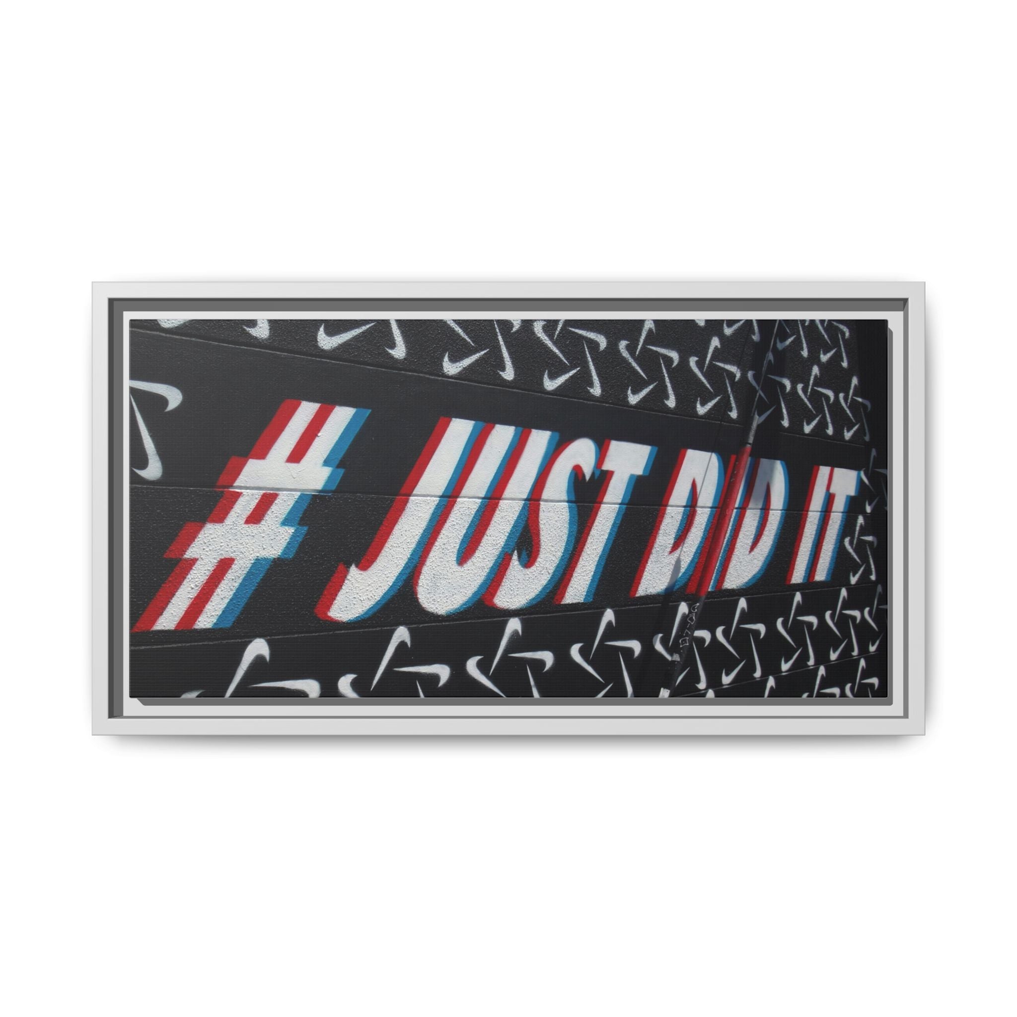 Framed Matte Canvas “#JUST DID IT” Street Art Print