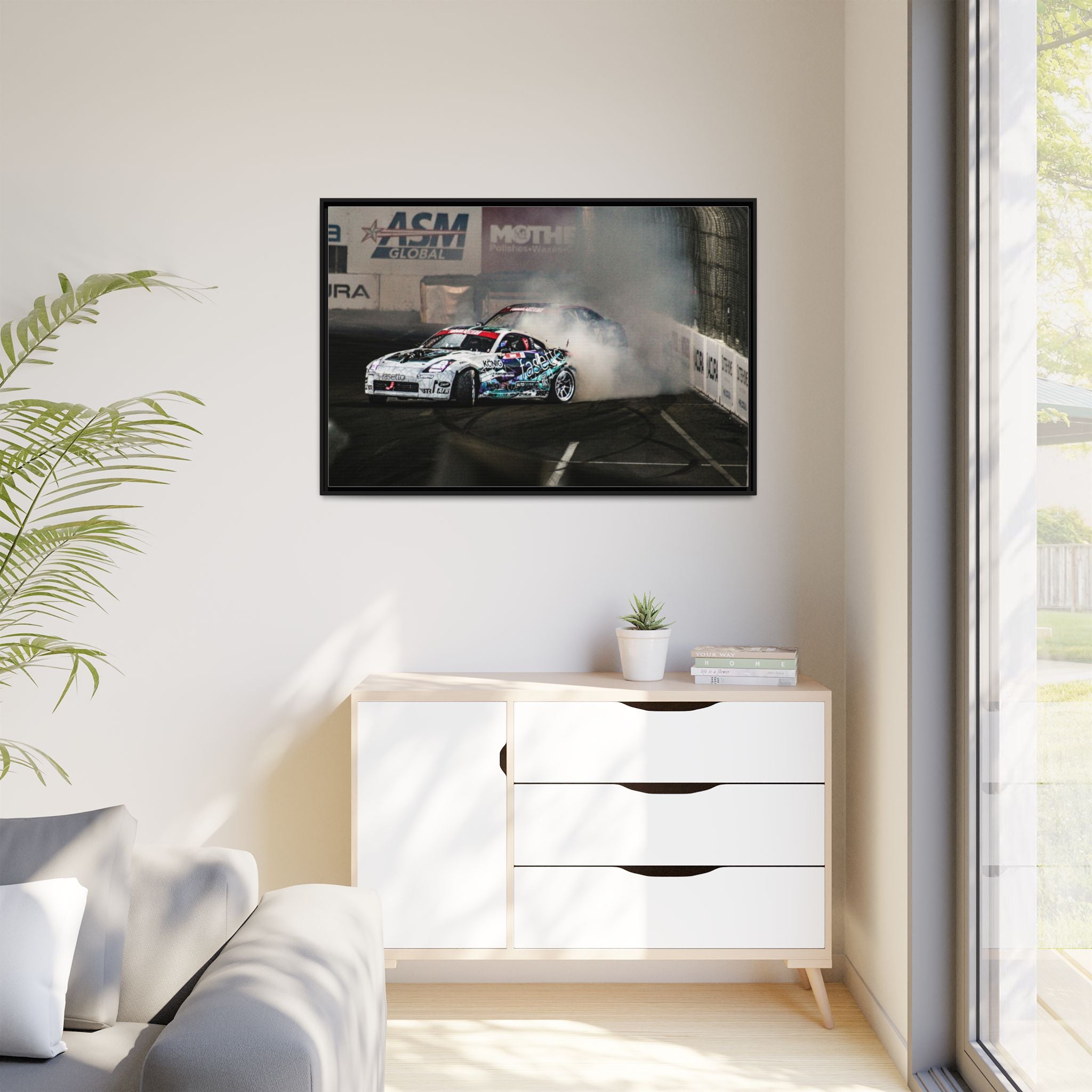 Drift Racing Canvas Print — Framed Matte Automotive Wall Art