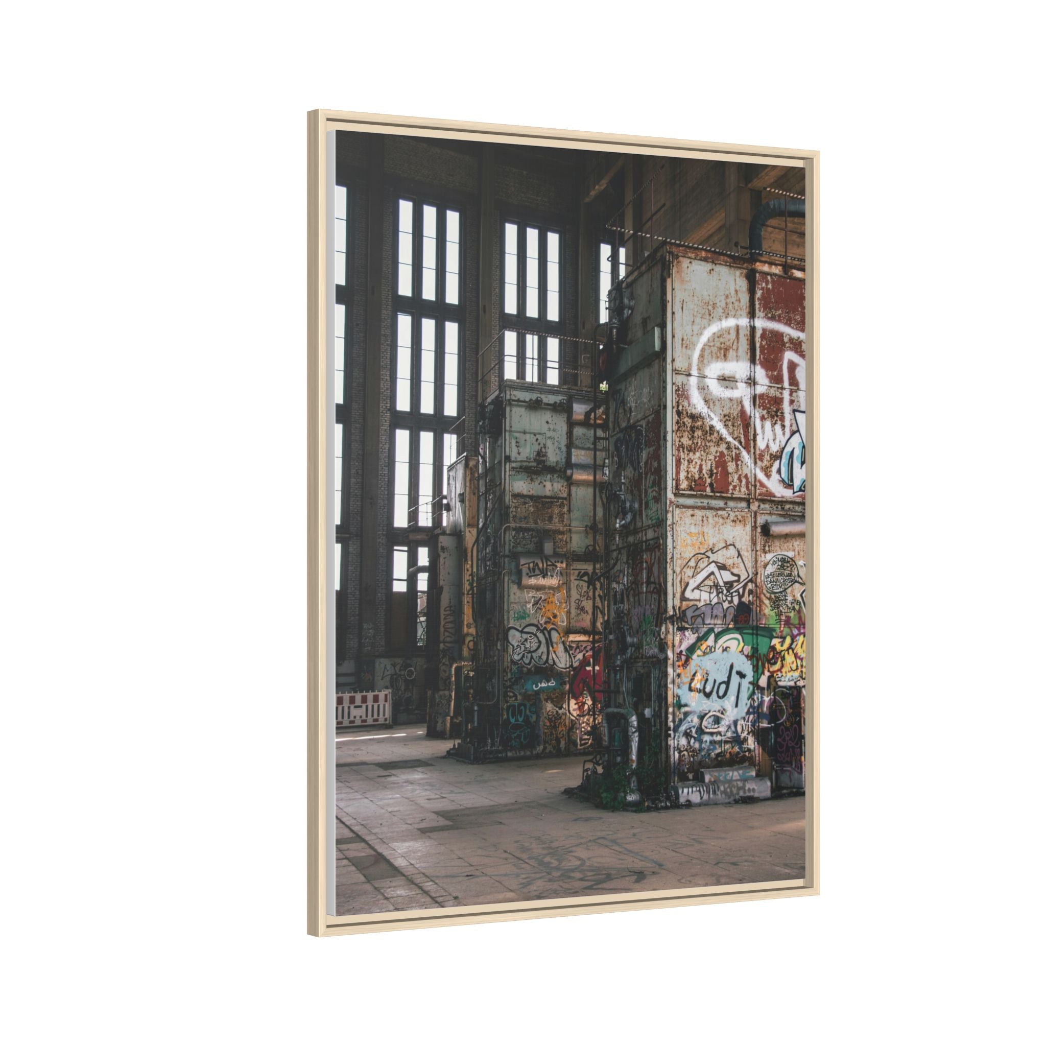 Urban Graffiti Ruins Matte Framed Canvas