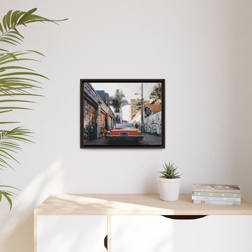 Vintage Chevrolet in Graffiti Alley — Framed Matte Canvas Wall Art