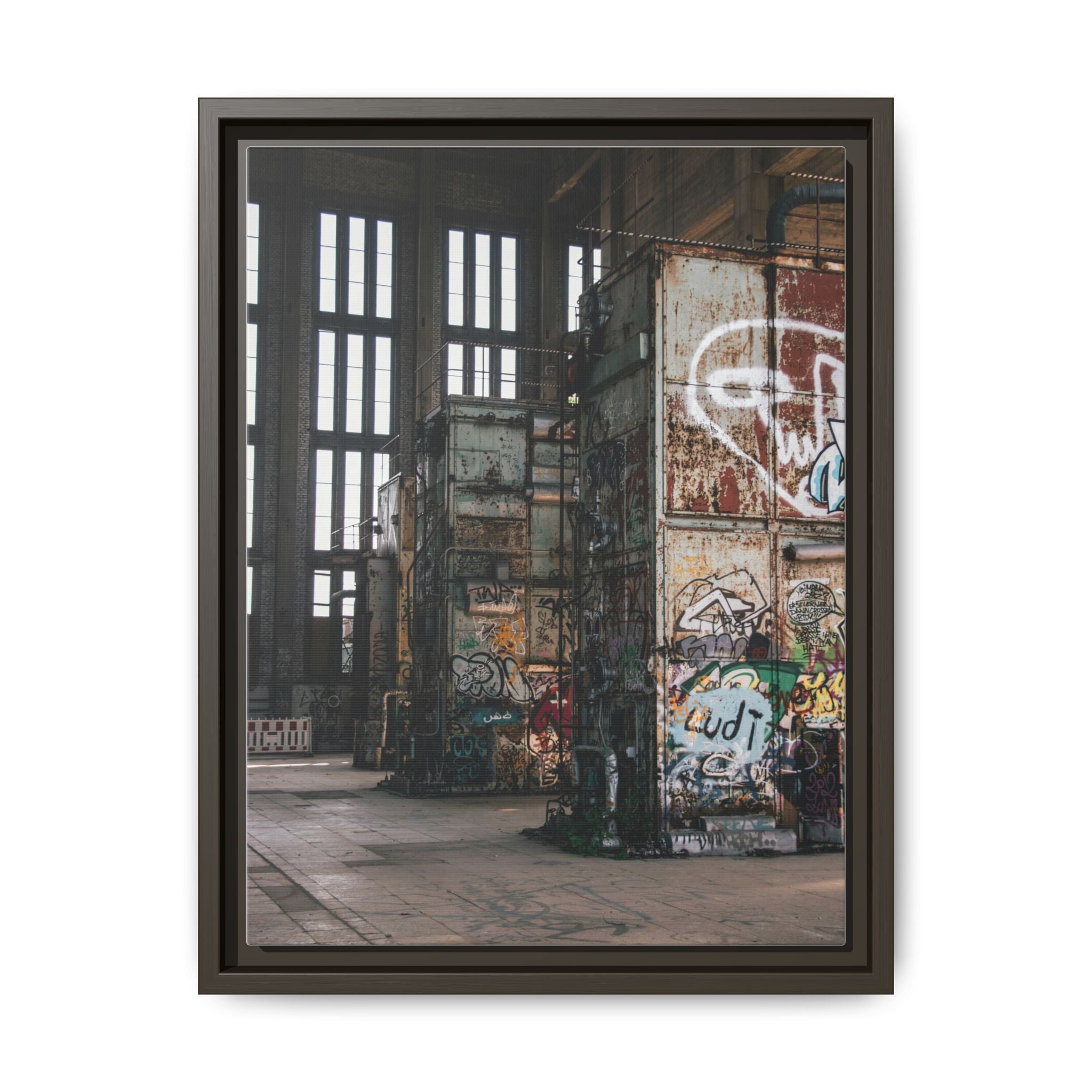 Urban Graffiti Ruins Matte Framed Canvas