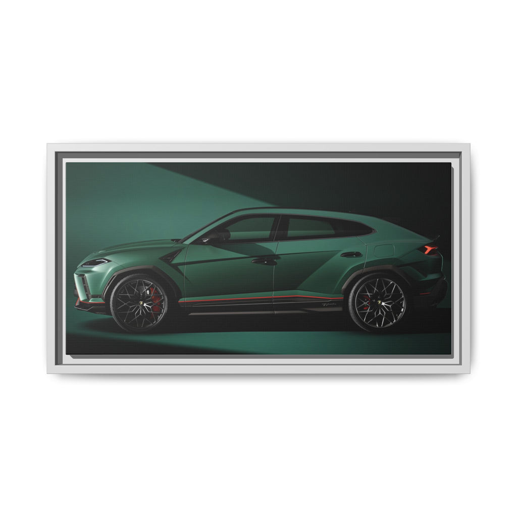 Framed Matte Canvas Print — Emerald Sports SUV Wall Art
