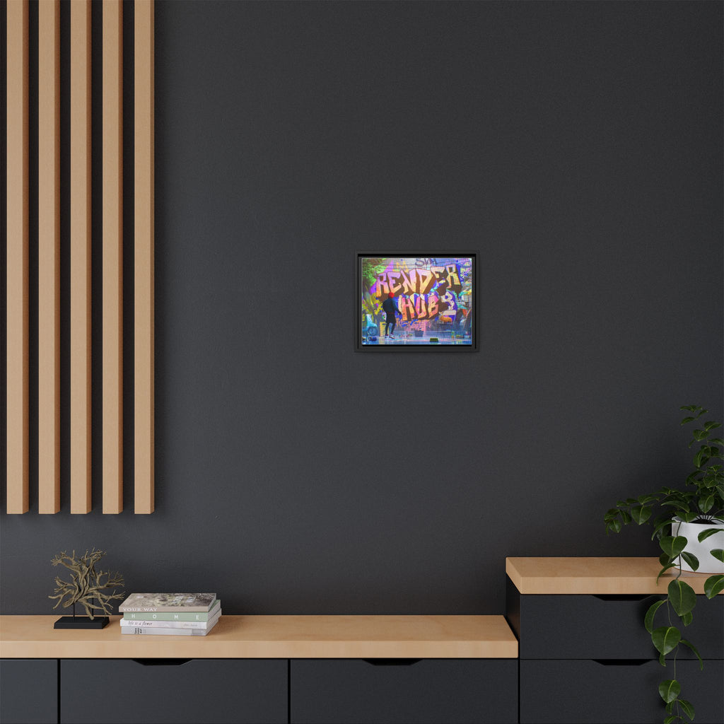 Graffiti Street Art Matte Canvas Framed Print — 'Render Hub' Urban Wall Decor