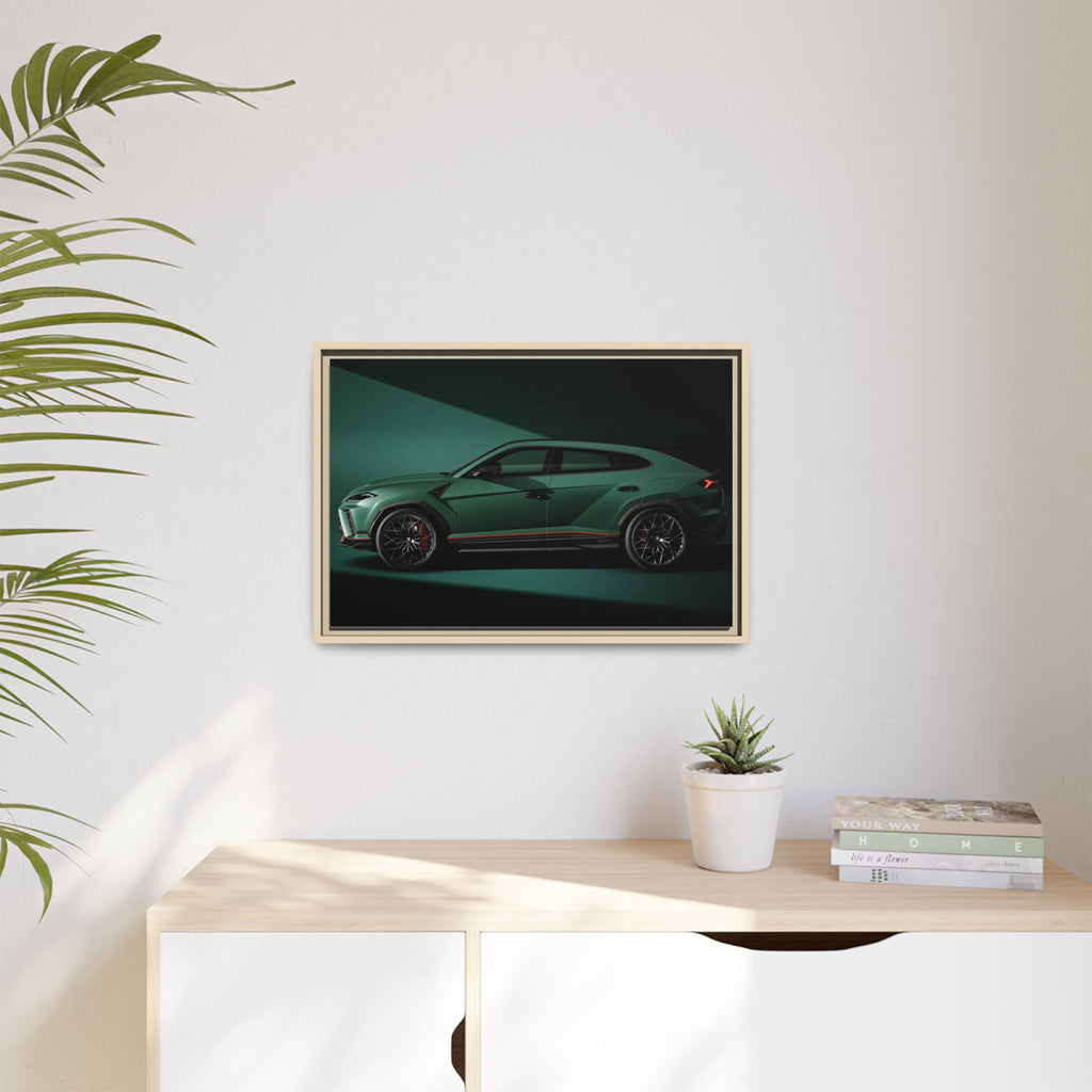Framed Matte Canvas Print — Emerald Sports SUV Wall Art