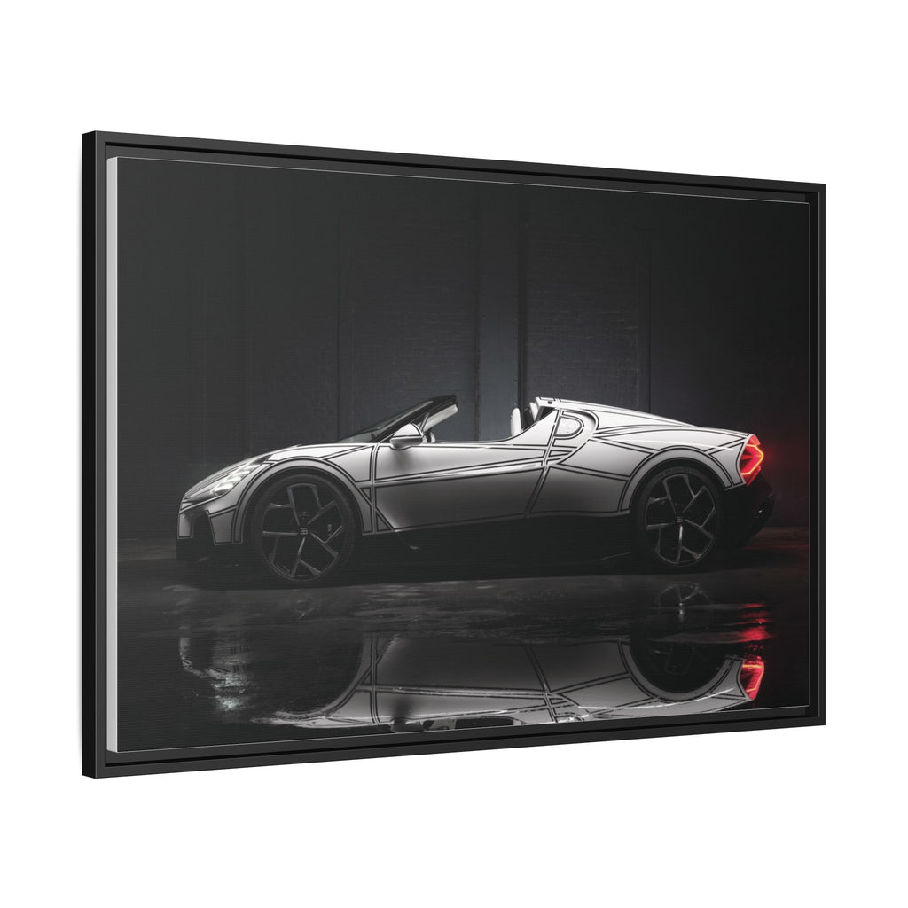 Framed Matte Canvas: Sleek Sports Car Reflection Wall Art