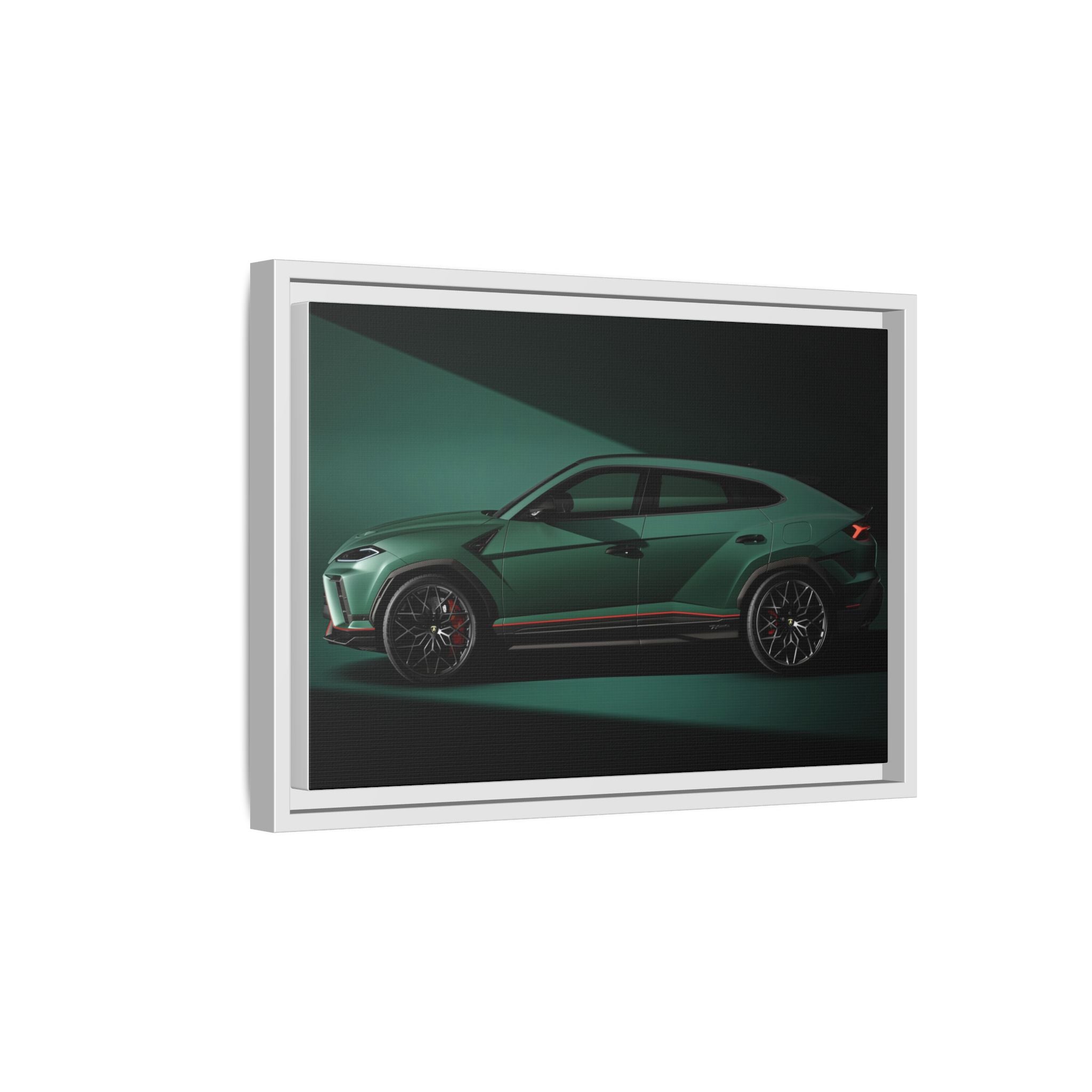 Framed Matte Canvas Print — Emerald Sports SUV Wall Art