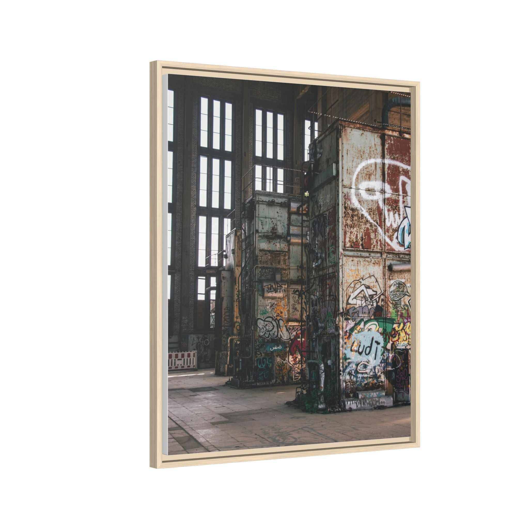 Urban Graffiti Ruins Matte Framed Canvas