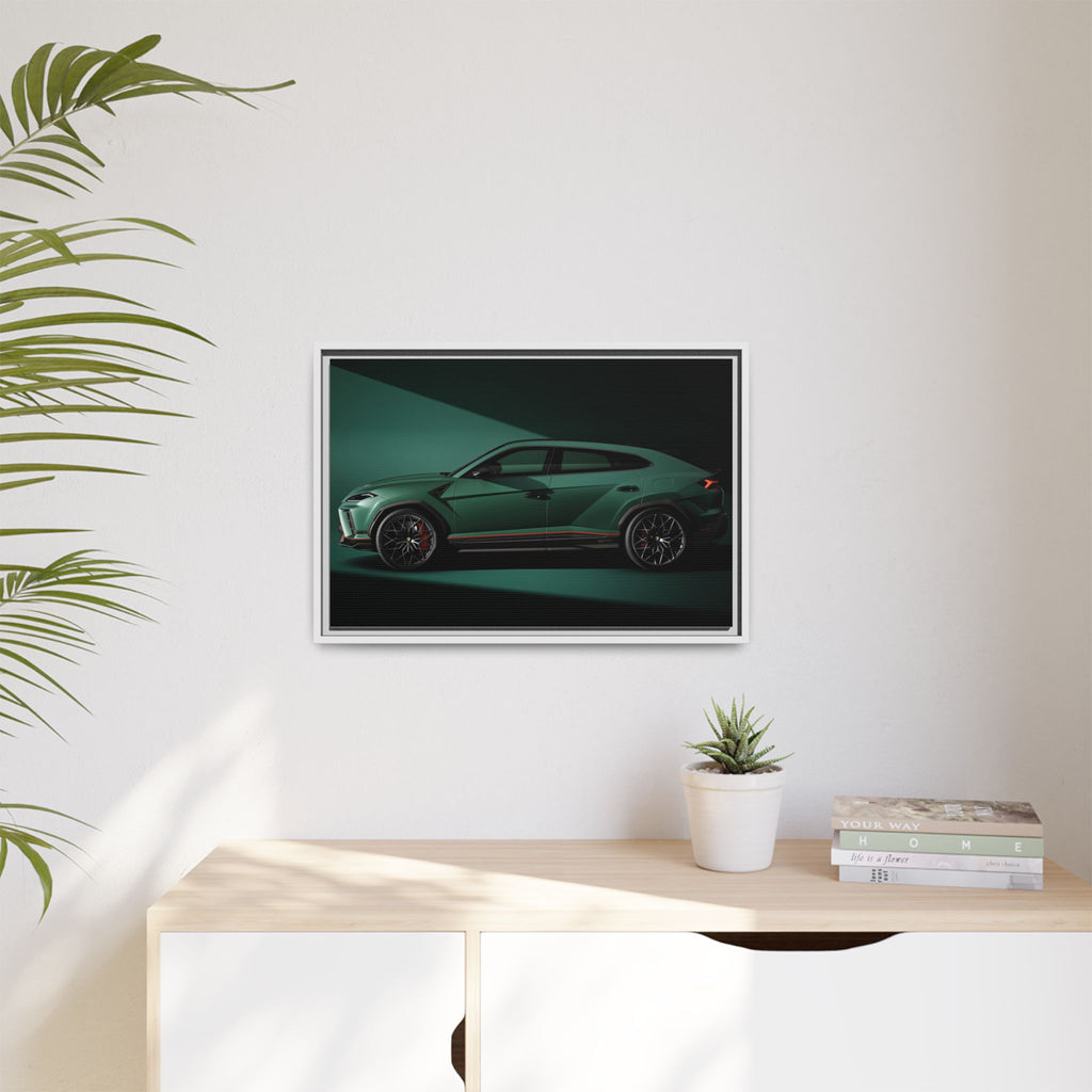 Framed Matte Canvas Print — Emerald Sports SUV Wall Art