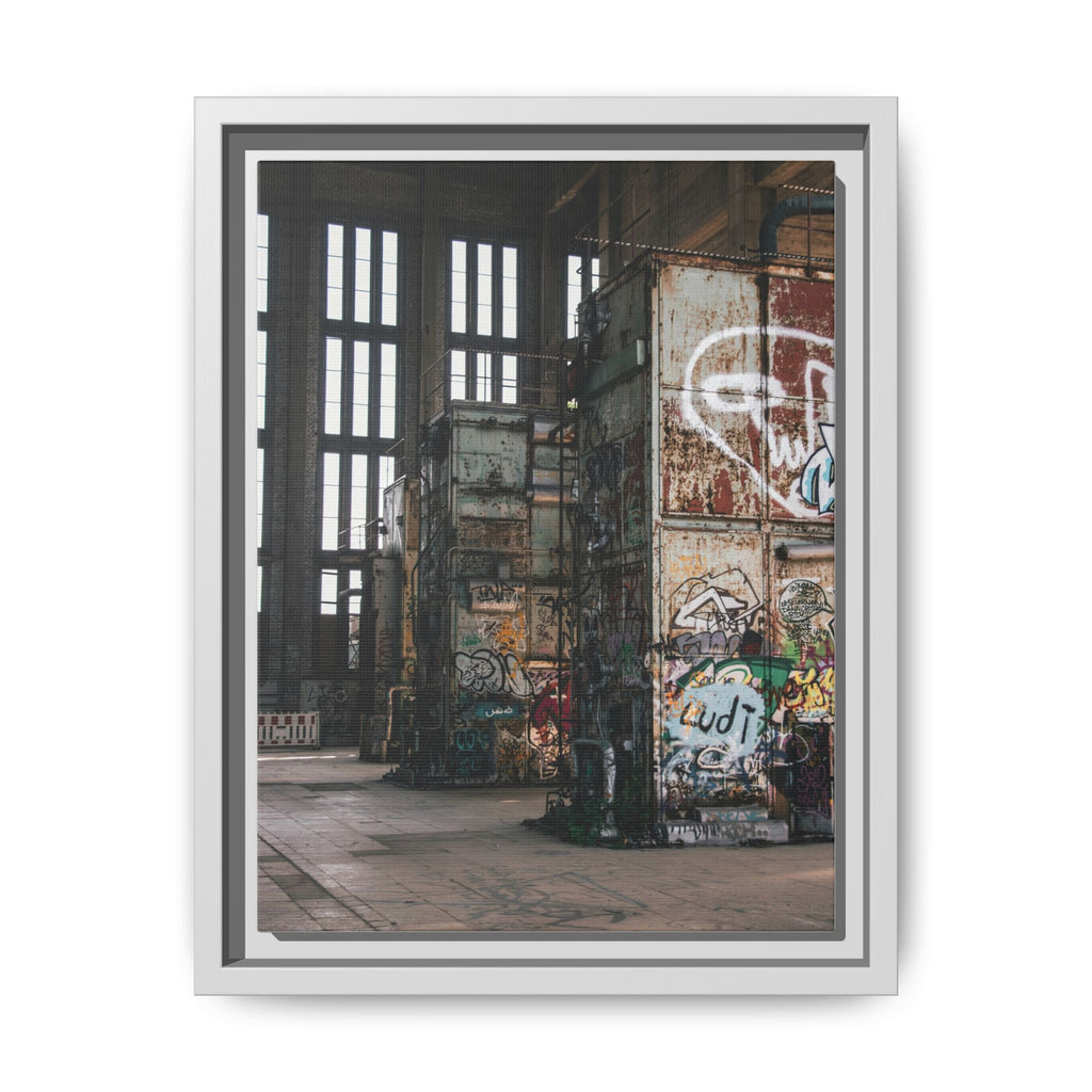 Urban Graffiti Ruins Matte Framed Canvas