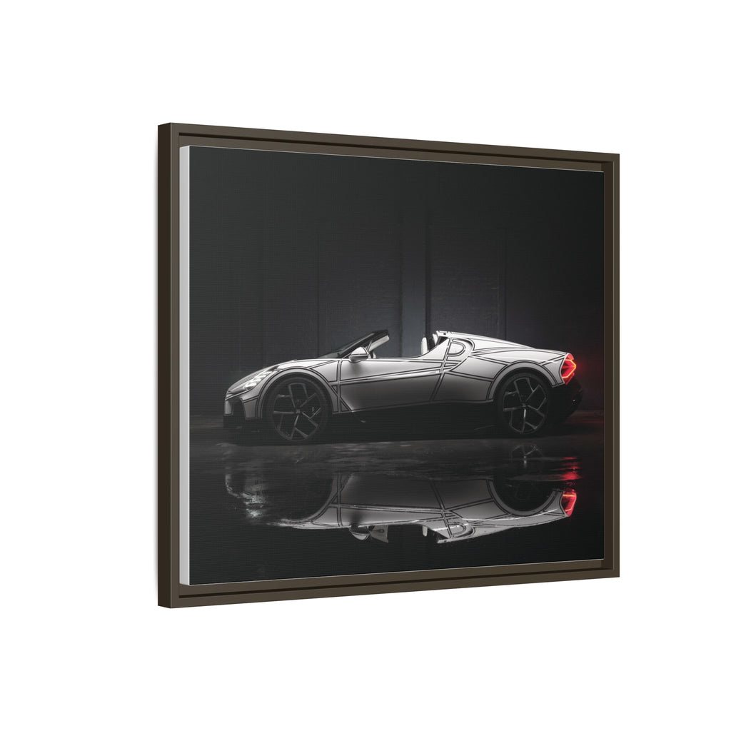 Framed Matte Canvas: Sleek Sports Car Reflection Wall Art