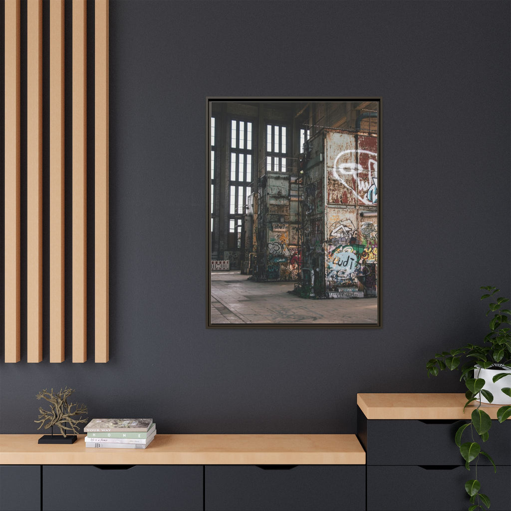 Urban Graffiti Ruins Matte Framed Canvas