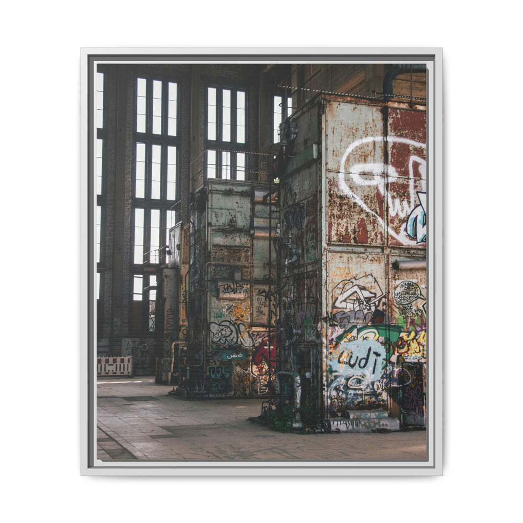 Urban Graffiti Ruins Matte Framed Canvas