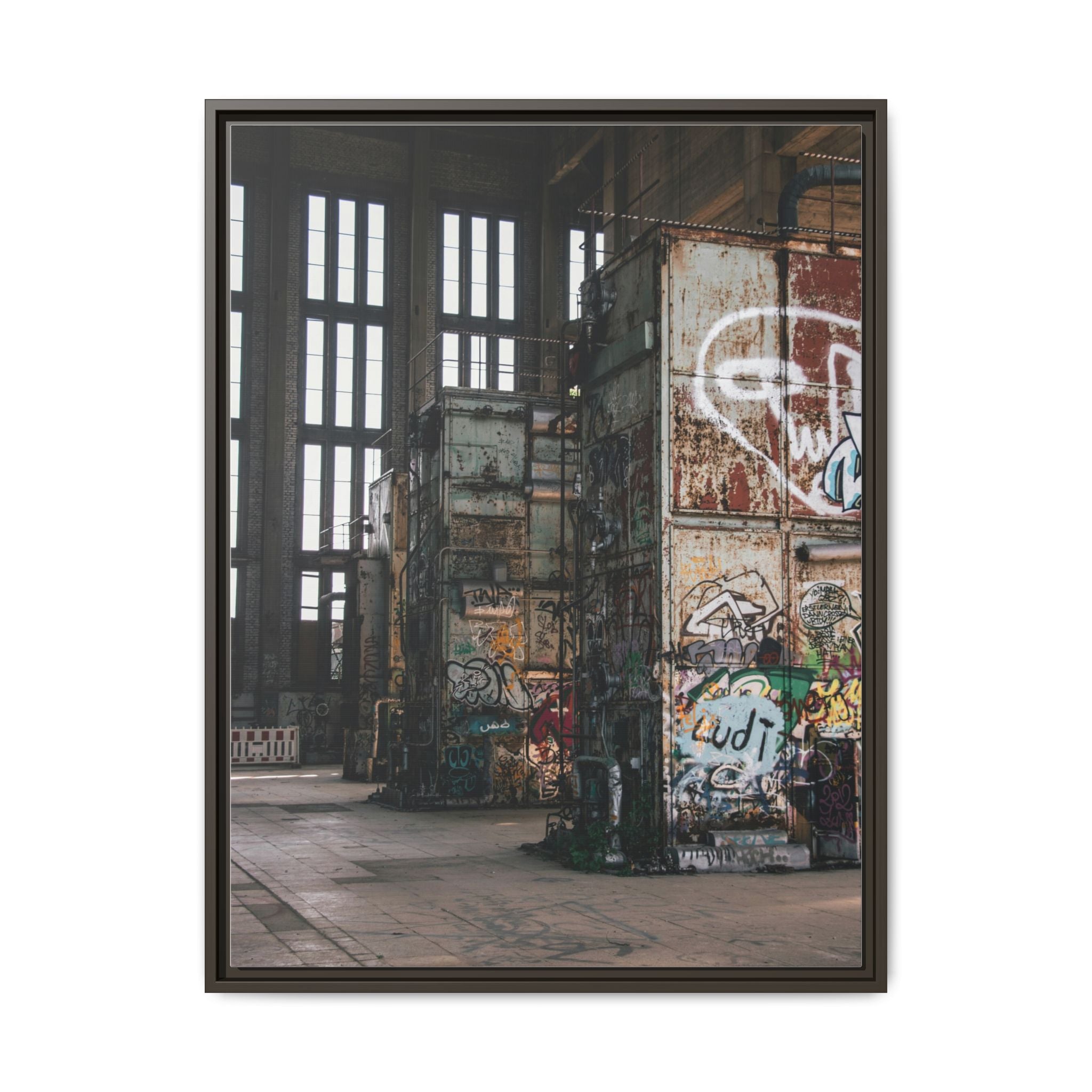 Urban Graffiti Ruins Matte Framed Canvas