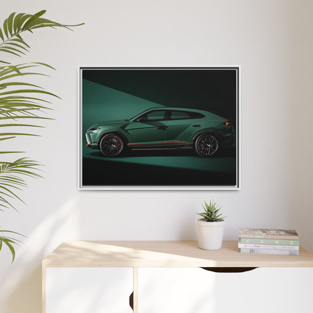 Framed Matte Canvas Print — Emerald Sports SUV Wall Art