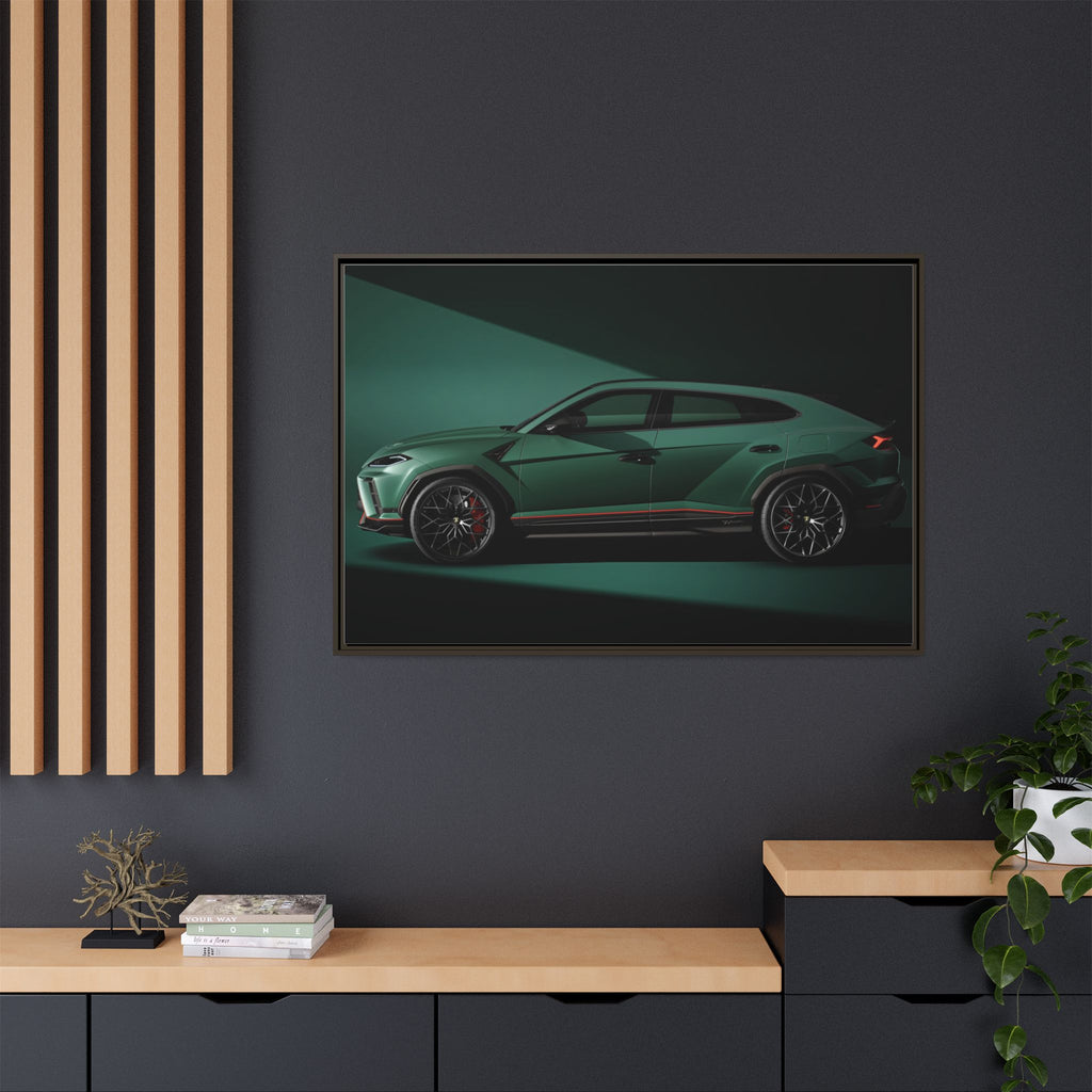 Framed Matte Canvas Print — Emerald Sports SUV Wall Art