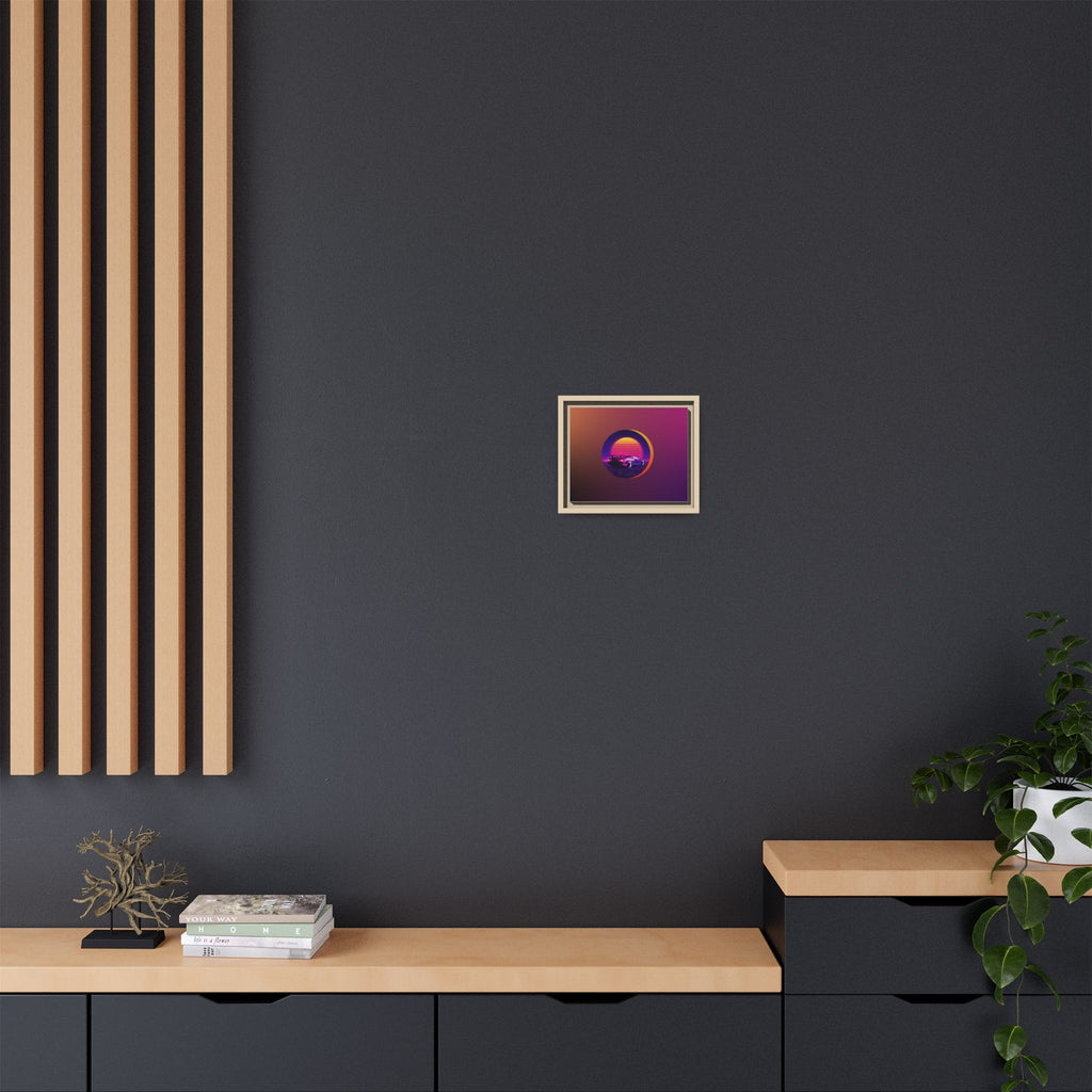 Retro Sunset Sports Car Matte Canvas Framed Wall Art