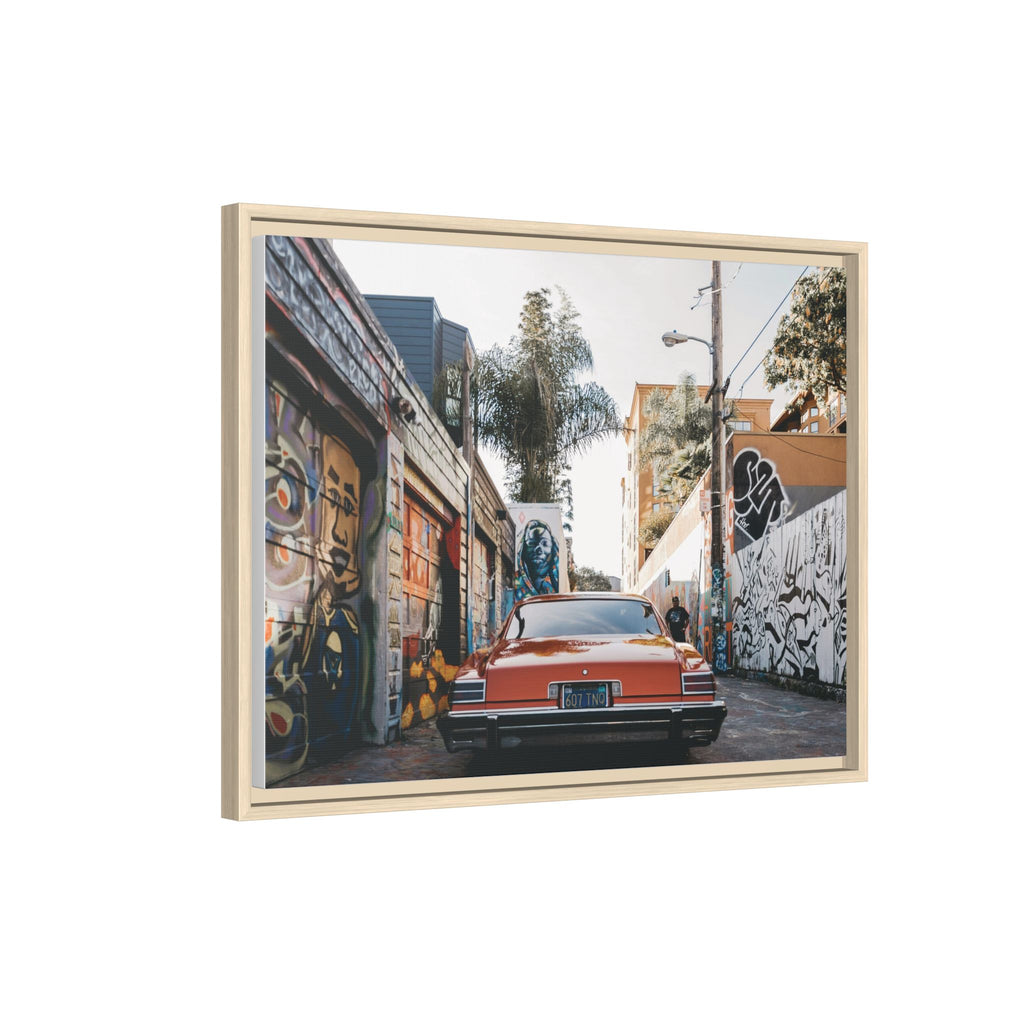 Vintage Chevrolet in Graffiti Alley — Framed Matte Canvas Wall Art