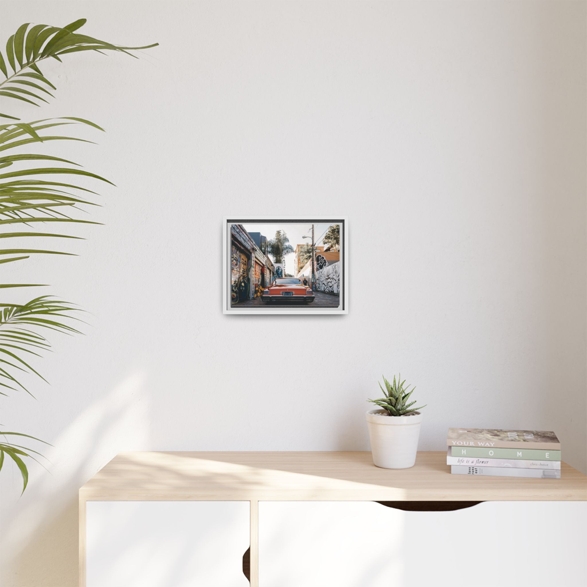 Vintage Chevrolet in Graffiti Alley — Framed Matte Canvas Wall Art
