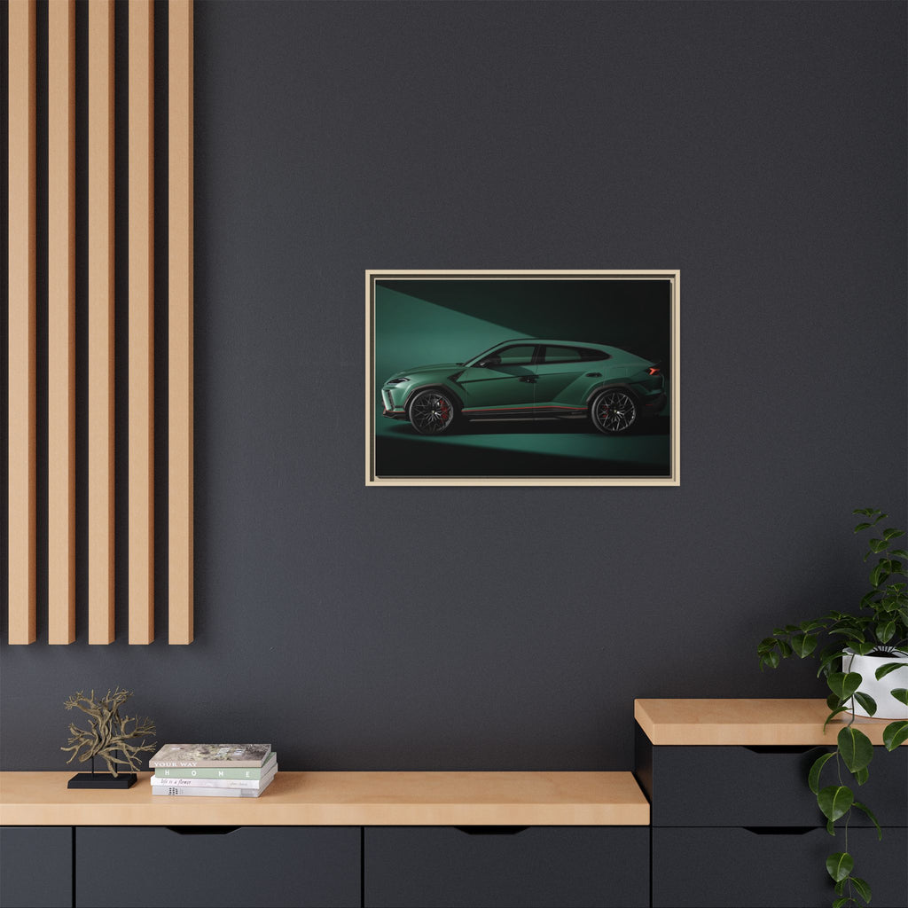 Framed Matte Canvas Print — Emerald Sports SUV Wall Art