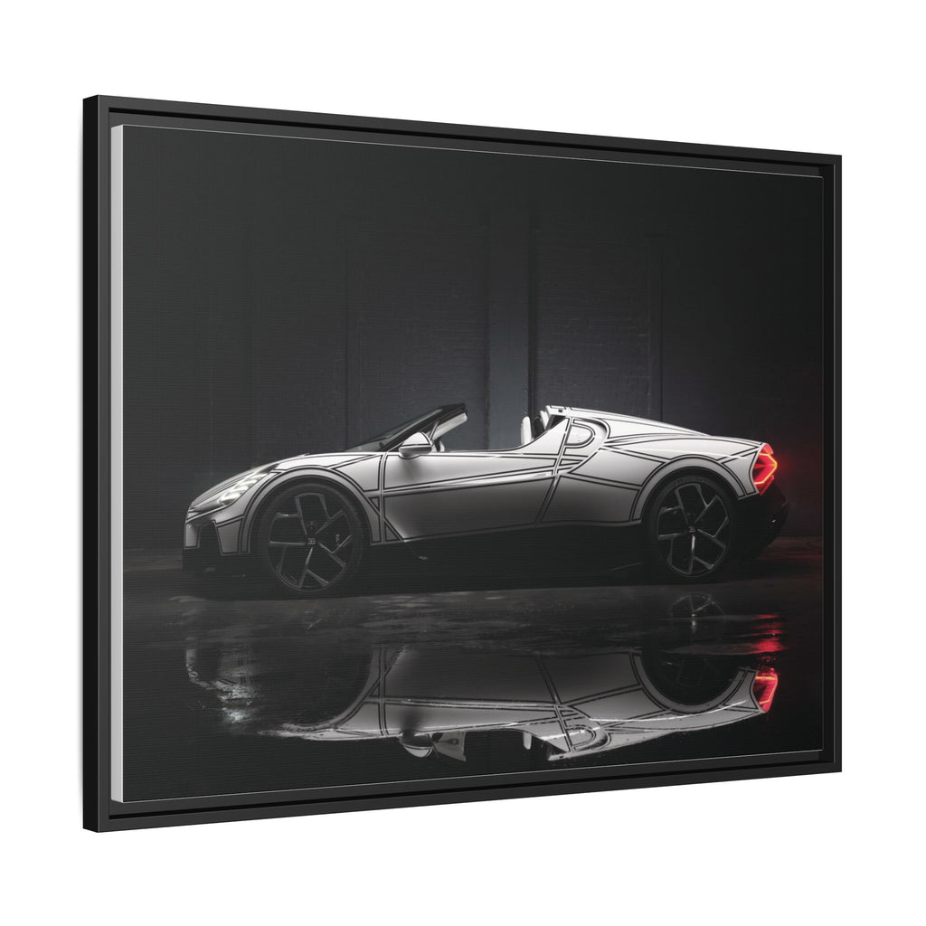 Framed Matte Canvas: Sleek Sports Car Reflection Wall Art