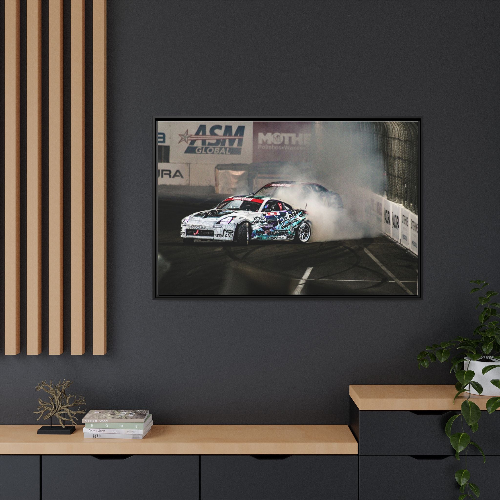 Drift Racing Canvas Print — Framed Matte Automotive Wall Art