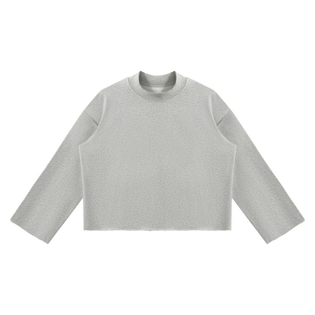 Unisex Mock Neck Raw Edge Boxy Sweatshirt