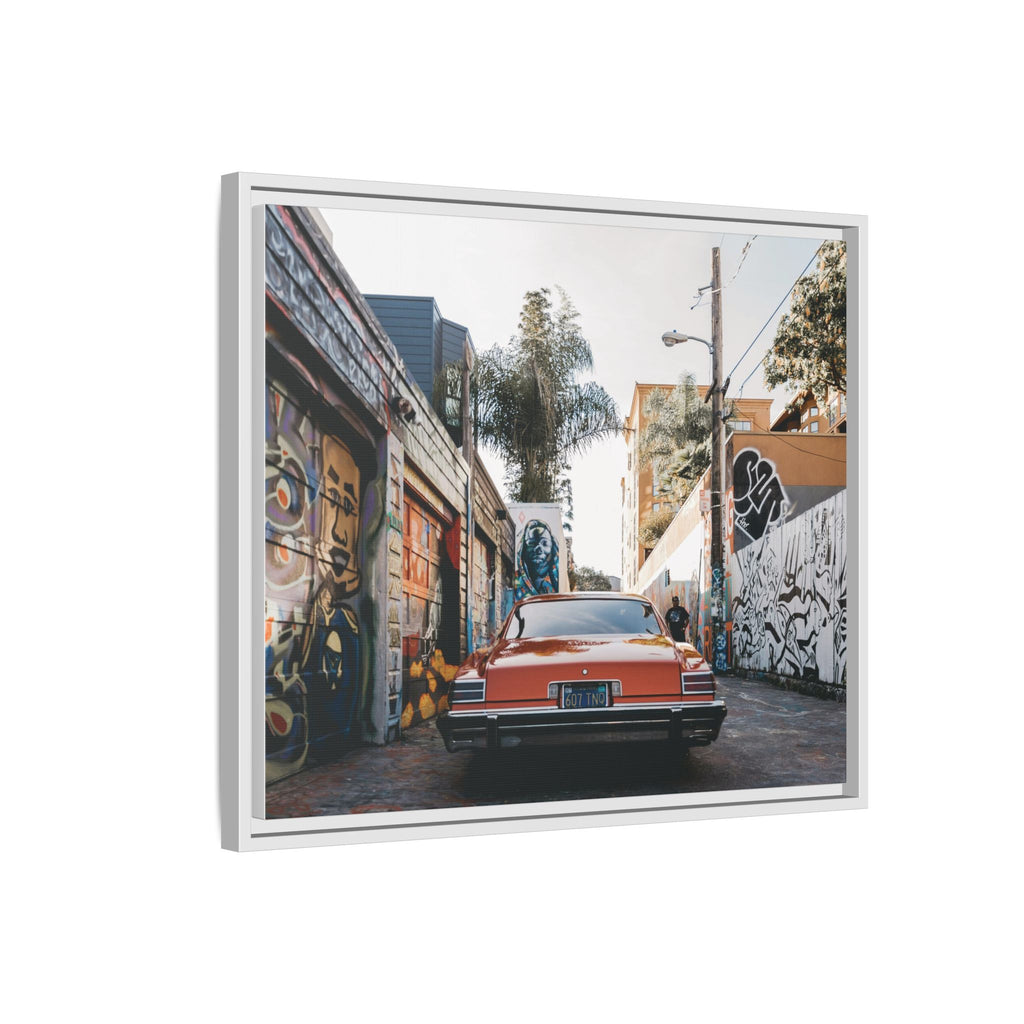 Vintage Chevrolet in Graffiti Alley — Framed Matte Canvas Wall Art