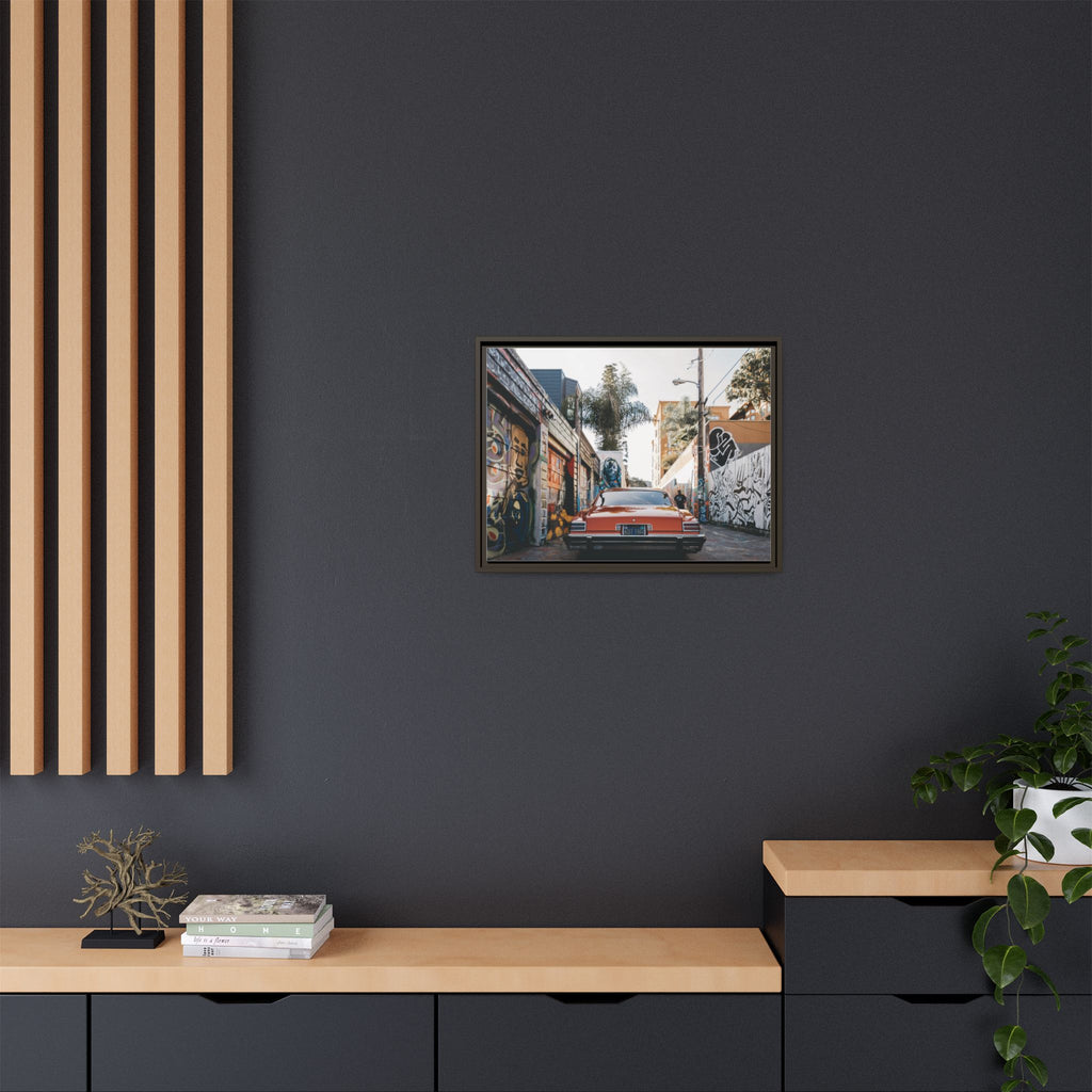 Vintage Chevrolet in Graffiti Alley — Framed Matte Canvas Wall Art
