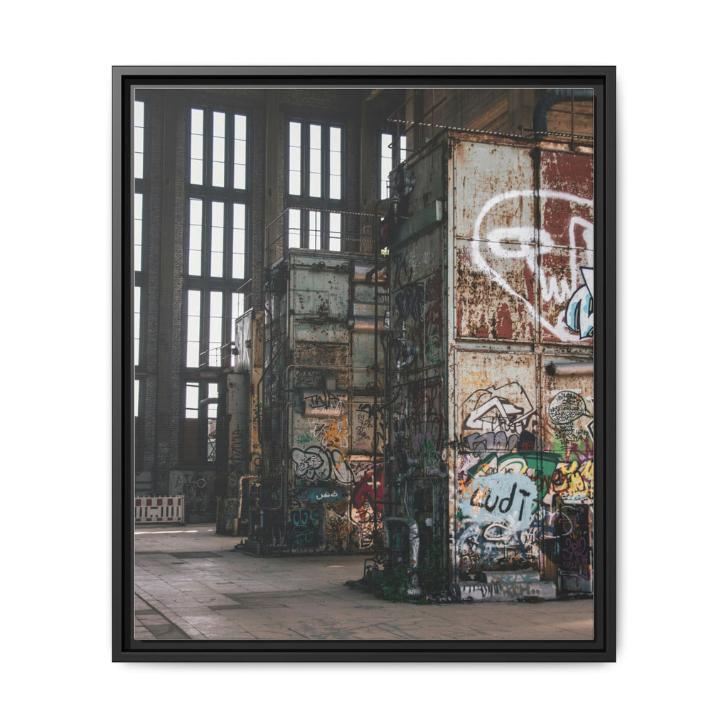 Urban Graffiti Ruins Matte Framed Canvas