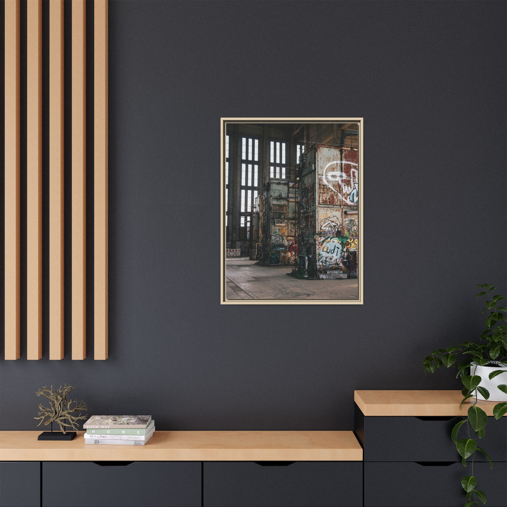 Urban Graffiti Ruins Matte Framed Canvas