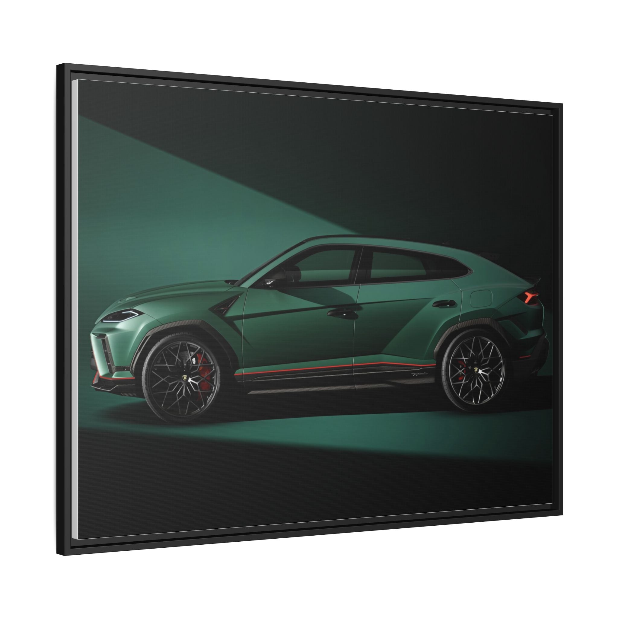 Framed Matte Canvas Print — Emerald Sports SUV Wall Art