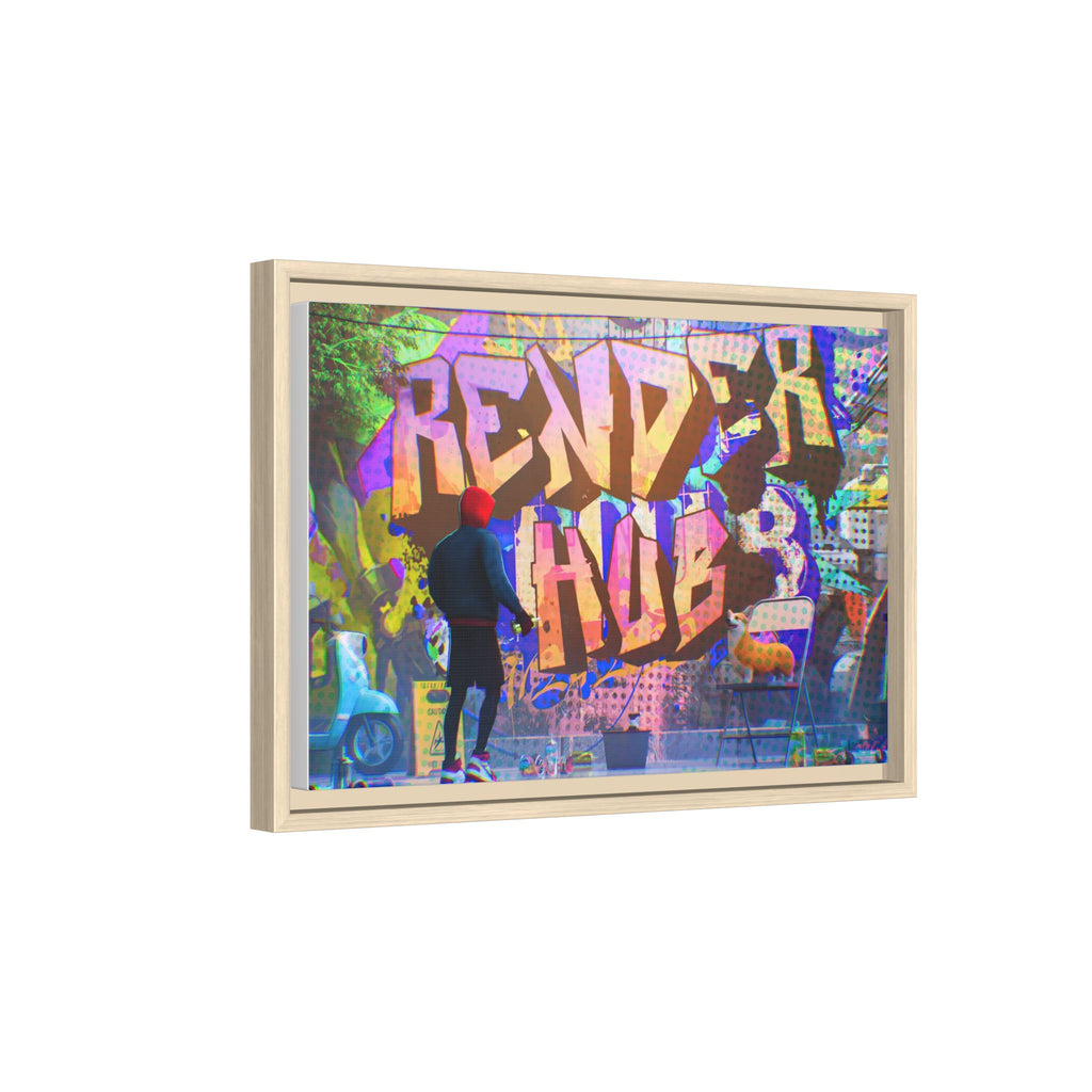 Graffiti Street Art Matte Canvas Framed Print — 'Render Hub' Urban Wall Decor