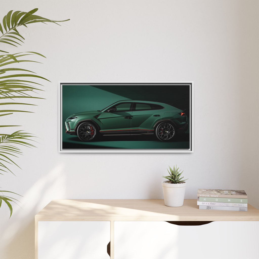 Framed Matte Canvas Print — Emerald Sports SUV Wall Art