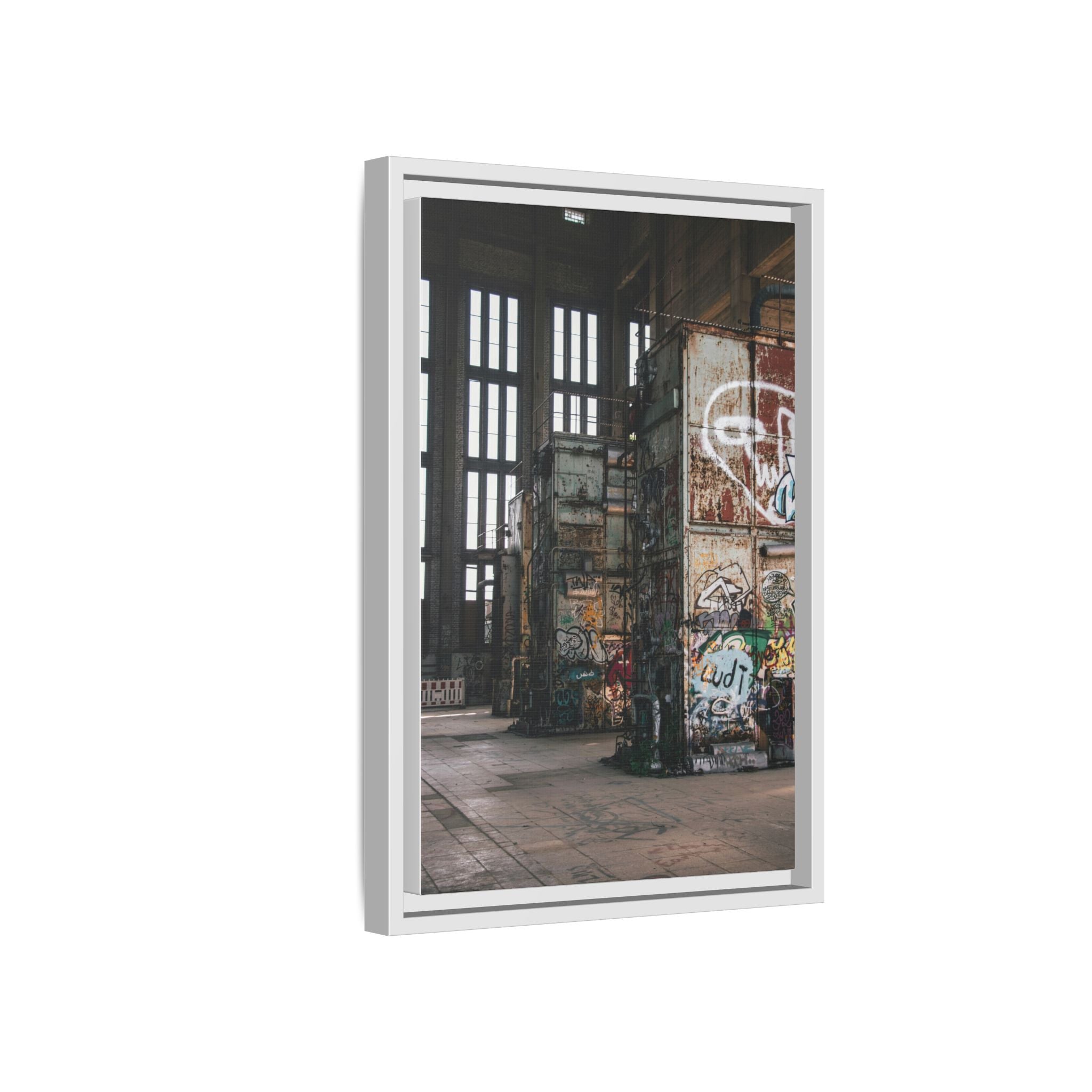 Urban Graffiti Ruins Matte Framed Canvas